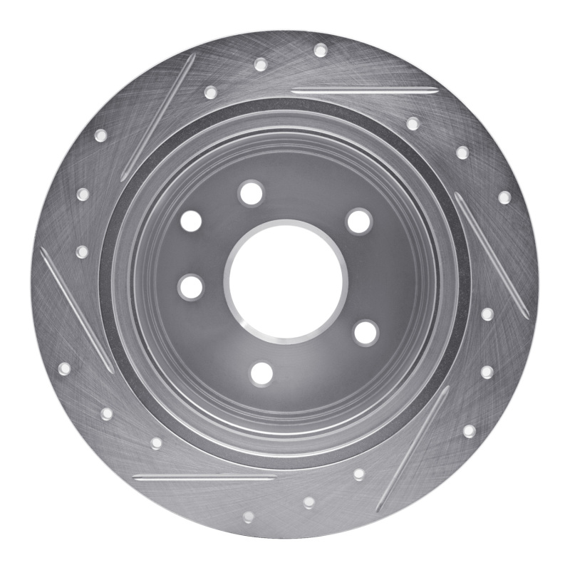 Nissan Maxima Brake Rotor (1) - Rear Right - R1 Concepts - Drilled & Slotted - Silver - `02-`25